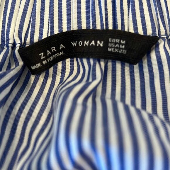 Zara off shoulder cotton striped blouse Sz.M - Picture 3 of 3